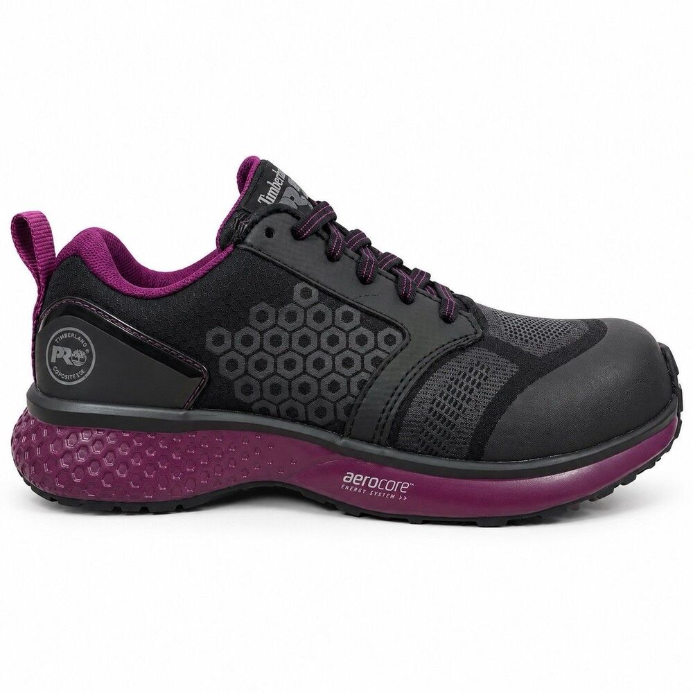 Timberland PRO Womens 6.5 Composite Toe Work Shoes Black Purple Aerocore A2174